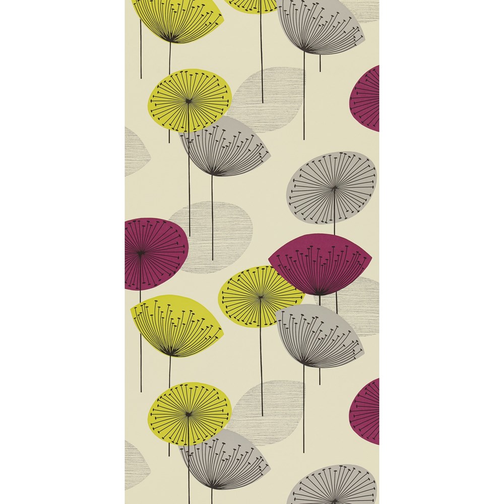 Dandelion Clocks Wallpaper 102 by Sanderson in Blackcurrant Purple